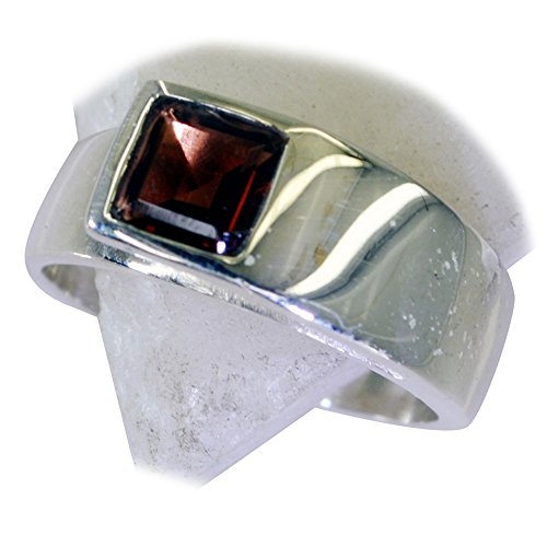 Bague Argent 925 Grenat Naturel Princesse - Bijou Mixte Sterling