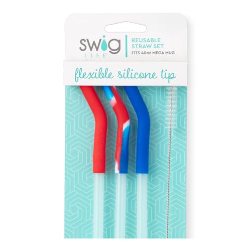 Swig Life Reusable Straw Set with Cleaning Brush, All American by Swig Life - Used condition - US$12.63