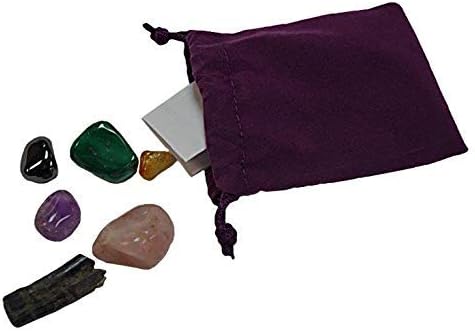Empath Stone Bag - Rose Quartz, Amethyst, Black Tourmaline, Hematite, Malachite & Citrine Crystals