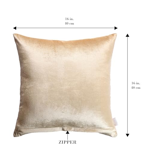 Image of Home - The Best is for You Luxurious Gold Velvet Cushion Covers Embroidered - Set of 2, 16x16 Inch