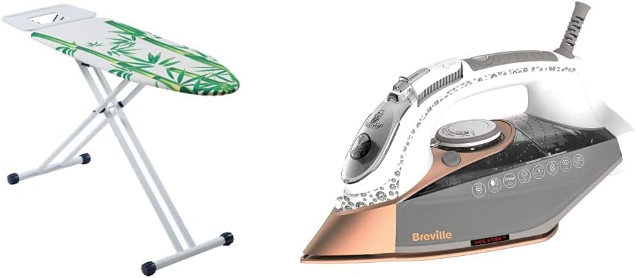 Mabel Home ironing Board Solid Steam iron Rest with Shoulder Shape & Breville DiamondXpress Steam Iron | 3100 W | 200G | 400 ml Easy-Fill Water Tank White & Rose Gold | VIN401
