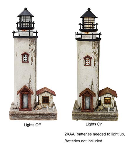 Wooden Lighthouse Decor with Light, Decorative Nautical Lighthouse Rustic Ocean Sea Beach Themed Lighthouse Decoration, Handcrafted Tabletop Nautical Themed Home Decor Bathroom Decor