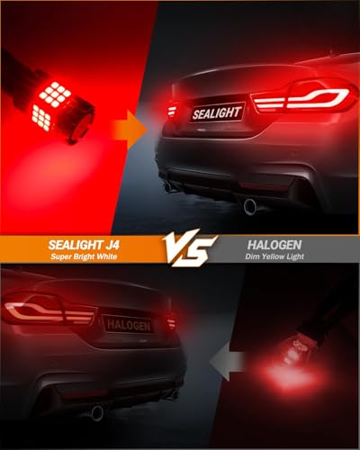 image for SEALIGHT 7440 7443 LED Bulbs Red, 7441 7444 LED Bulbs for Brake Lights