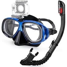 Snorkeling Gear for Adults Youth, Nearsighted Anti-Fog Diving Mask & Silicone Dry Snorkel for Scuba Diving Spearfishing Freediving