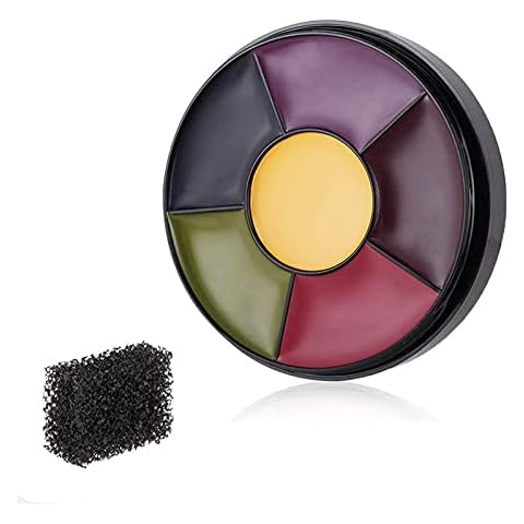 Go Ho 6 Colors Bruise Makeup Set for SFX,Bruises Wheel for Body Oil Paint Theatrical Halloween Fevstival,Face Paint Makeup Materials for Special Effects with Sponges Cover