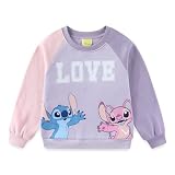 Disney Lilo & Stitch Angel Girls Crewneck Pullover Sweatshirt for Big Kids Purple