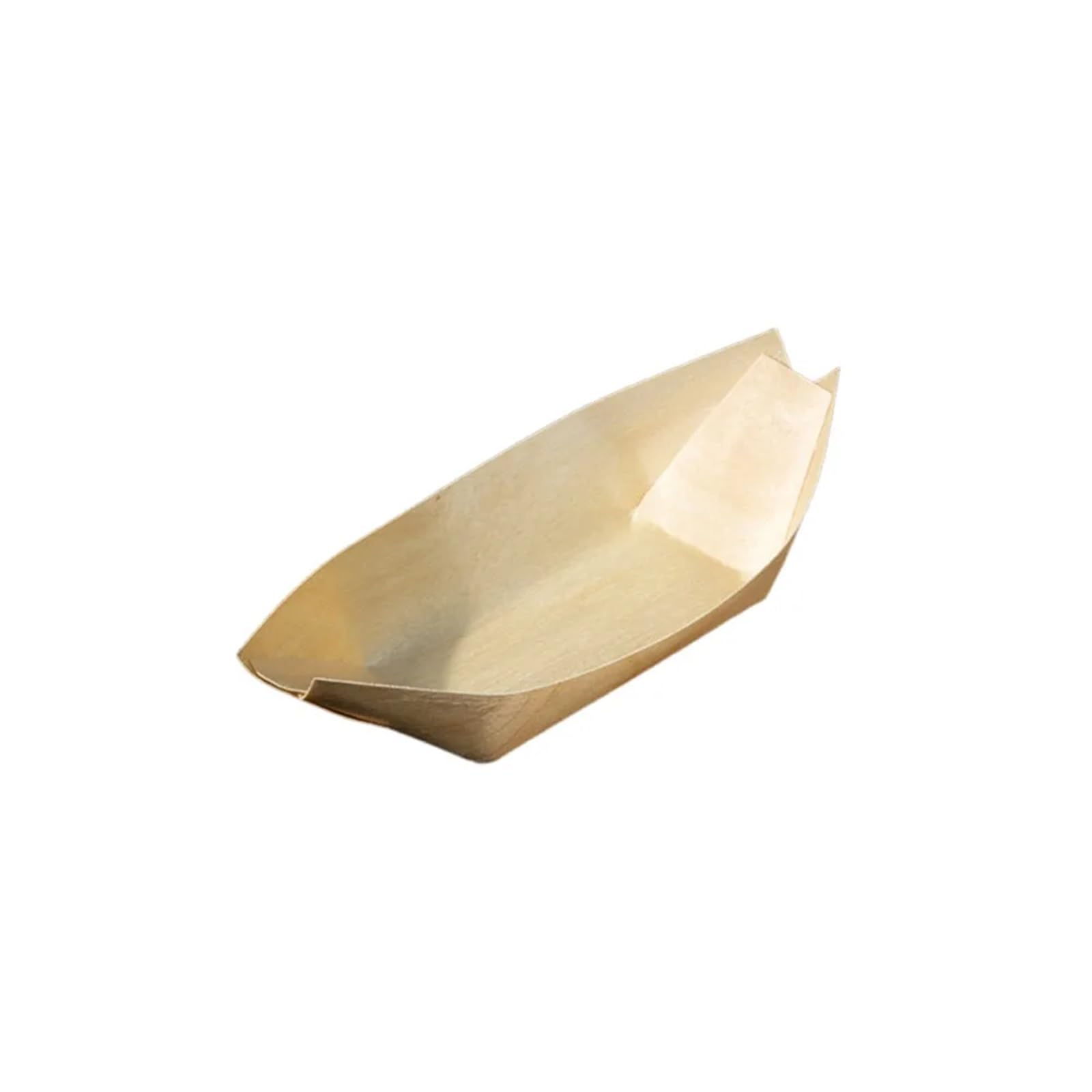 200PCS Disposable Wooden Boat-Shaped Plates Sushi Trays Serving Platters for Parties