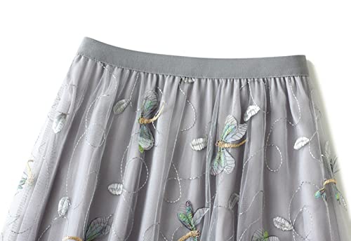 Women's Tulle Skirt High Waist Casual Mesh Ballet Prom Party Tulle Tutu A-line Midi Skirt3