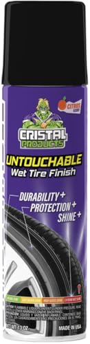 Cristal Products Untouchable Tire Shine Spray (1 Pack) Citrus Scent Wet Look Tire Shine No Sling Long Lasting Car Tire Shine No Touch Application