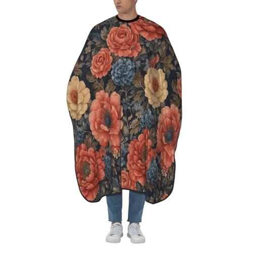 Capa para peluquería flores vintage antiestático 140x168cm para cortar pelo