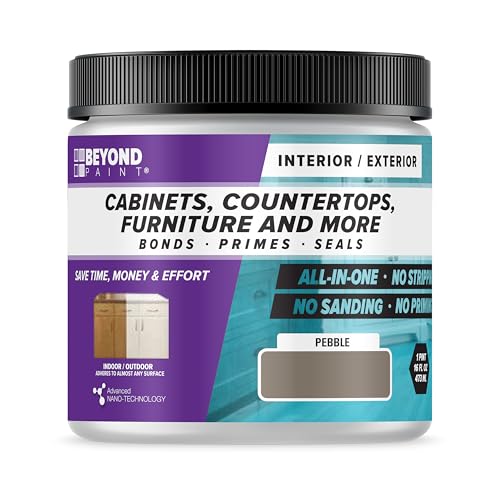 Beyond Paint All-in-One Refinishing Paint No Sanding Matte Finish for Cabinets Countertops Furniture and Doors 1 Pint Pebble