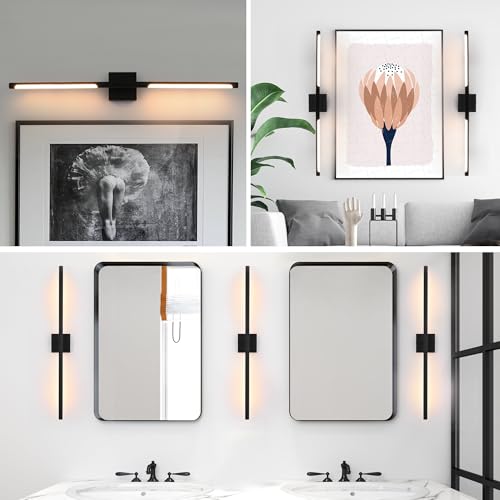 Image of TODOLUZ 40-Inch 5CCT 22W LED Bathroom Light Fixture, Modern Black 2700K-5500K Vanity Lighting Wall Sconce Lamp with Rotatable Lamp Tube