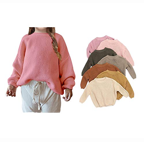 Baby Girls Long Sleeve Sweater Autumn Winter Toddler Kids Boys Solid Color Warm Sweatshirt Tops Cable Knit Pullover(18-24M,Pullover-Green)