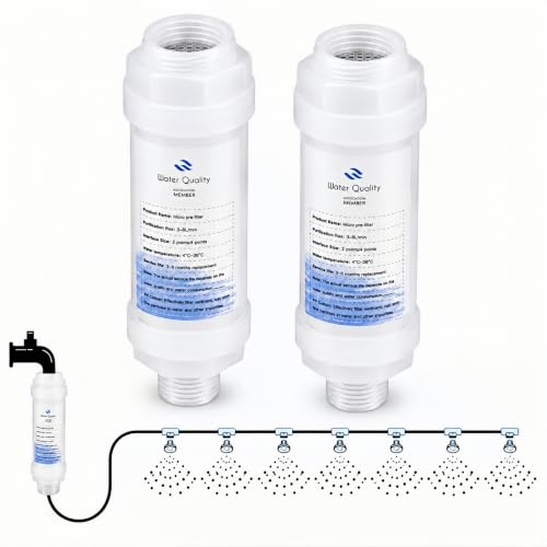 Yosalink Mist Filtro Antical para Sistemas de Riego por Goteo y Nebulización Exterior, Pack de 2   Limita la Obstrucción de Las Boquillas y la Cal   Conexión Estándar de 3/4