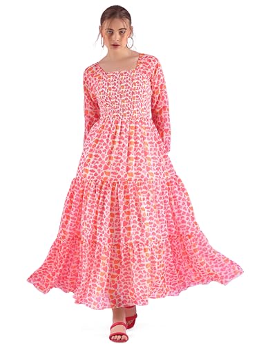 Image of Sheetal Associates Women's Georgette Printed Casual Maxi Fit and Flare Dress