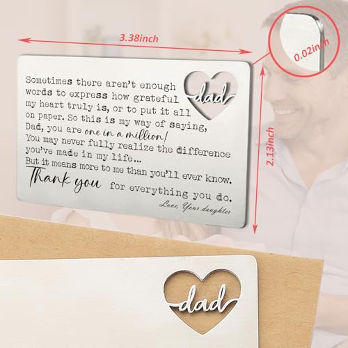 Image of YODOCAMP Dad Appreciation Wallet Card, Thank You Gift from Daughter, Encouraging Greeting Card for Father, One in a Million Message, Pocket Size Appreciation Card QBK19