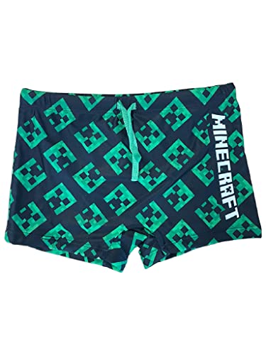Fashion UK Disfarce infantil para menino Minecraft - fato de banho infantil - disfarce de piscina - disfarce Minecraft - Calções infantis [Steve Monstros], Preto, 8 anos