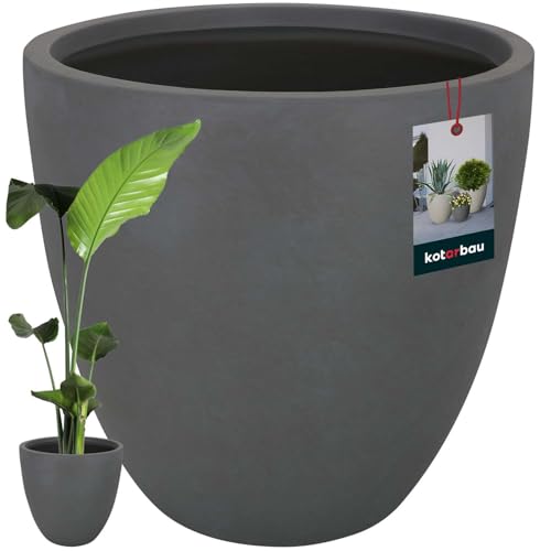 KOTARBAU® Vaso per fiori grande, grigio scuro, in fiberclay Ecolite,