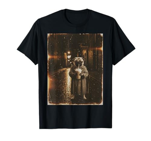 Pug Drinking Iced Coffee Lover Funny Animal Meme T-Shirt