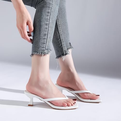 Kitten Flip Flop Thong Low Heels for Women Square Open Toe Slip On Heeled Sandals4