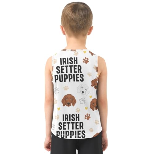 J JOYSAY Cartoon Dog White Boys Tank Top Sleeveless Muscle Shirts Quick Dry Sport Active Workout Kids T-Shirts 3-15T3