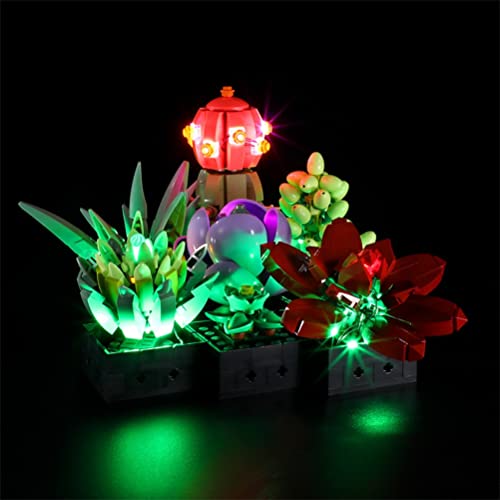 Succulents Bonsai Kits LED compatibles con Leg 10309 Bloques de construcción Juego de luces LED para decoración de oficina en casa (solo juego de luces, no modelo Lego) Cover