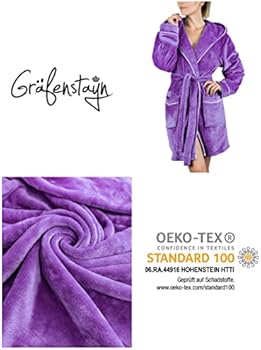 Gräfenstayn Badjas Dames Fluffy Met Capuchon Knuffel Fleece Oeko Tex Standaard 100 Kamerjas Kort Maat L Grijs 3110424155