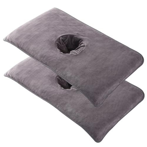 DAGLLGEW - Lot De 2 Housses De Table De Massage Douces Avec Trou Pour Le Visage RéUtilisables Pour Spa Beauté Drap De Lit De Massage Pour Soins De La Peau Gris Foncé