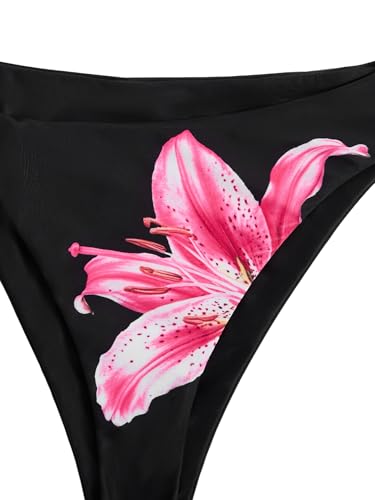 Image of RoseSeek Girl's 2 Piece Swimsuits Floral Gingham Halter Triangle Wireless Bikini Bathing Suit