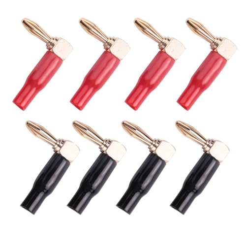 Conectores de cables de altavoz tipo banana 4mm de cobre en ángulo para cine en casa, 32x 4