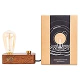 Wooden Industrial Table Lamp - Vintage Minimal Style - Free Bulb Included