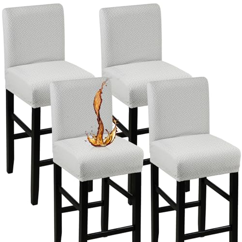 Image of YISUN Waterproof Bar Stool Covers, Stretch Pub Stool Chair Cover Removable Washable Counter Stool Covers Bar Stool Slipcovers for Kitchen, Pub, Dining Room (4 Pack, T-Light Grey)