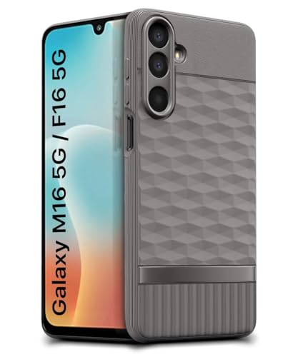 Image of WOW IMAGINE Back Cover for Samsung Galaxy M16 5G | Galaxy F16 5G with Hexa Cube Design | Ultra Slim Rubberised Case | Inner Velvet Fabric | Silicone Flexible Mobile Case | Camera Protection - Grey