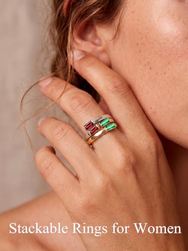 Suplight Birthstone Rings for Women Adjustable Stackable Jewelry for Gift - Image 5