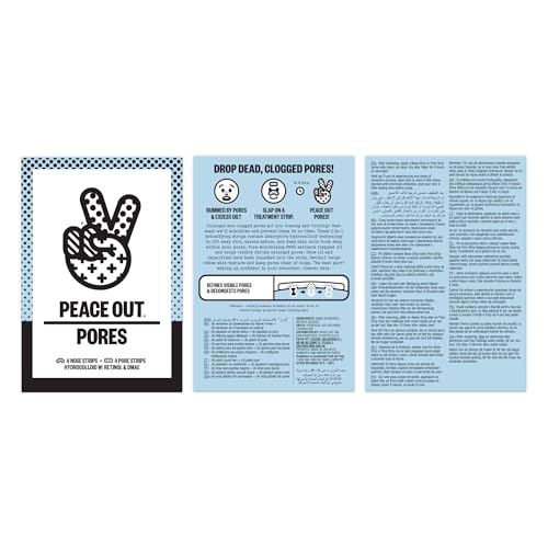 PEACE OUT Pore Strips for Nose and Face, Oil Absorbing Hydrocolloid Blackhead Remover, Pore Minimizing Strips with Retinol, Multi-Use Face Strips for Clogged Pores, 8 Count