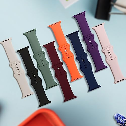 Image of 8 Pack Bands Compatible with Apple Watch Band 38mm 40mm 41mm 42mm 44mm 45mm 46mm 49mm for Women Men, Soft Silicone Sport Strap for iWatch Series Ultra 11 10 9 8 7 6 5 4 3 2 1 SE /SE 2nd /SE 3nd