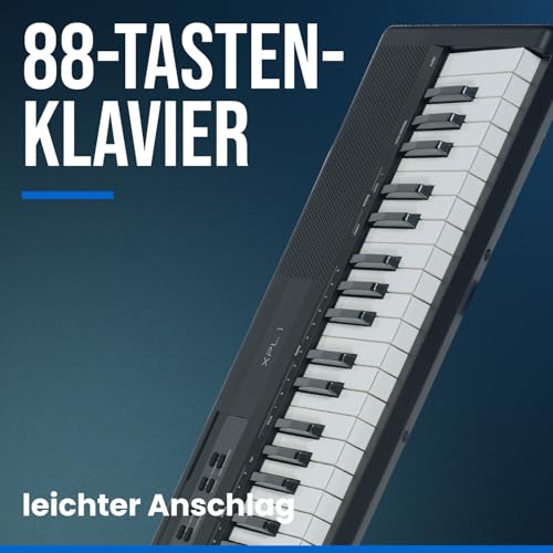 Woodbrass XPL1 Tragbares Digitalpiano mit 88 Tönen, leicht, kompakt und vielseitig, 25 hochwertige Sounds und Stereo-Verstärkung, Keyboard zum Lernen, Perfektionieren oder Spielen auf der Bühne