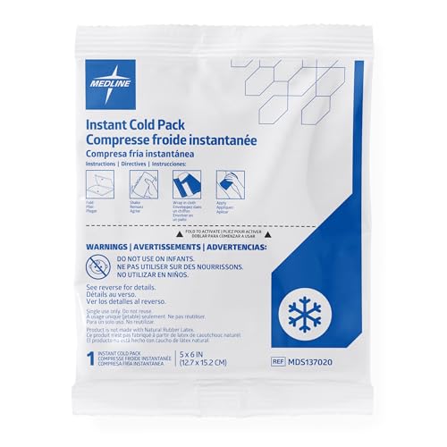 Medline Standard Instant Cold Pack, Single-Use, 5x6 Inch, Case of 50