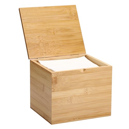 Sumnacon Disposable Face Towel Holder, Bamboo Face Towels Storage Box with Lid, Compatible with Clean Skin Cluub XL Facial Towels, Rustic Wood Makeup Container Tabletop Organizer for Bathroom Vanity