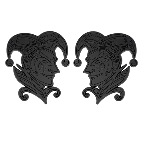 Image of Joker Emblem 3D Jester Badge - Custom Car Decal Sticker for Car, Truck, SUV - Durable Exterior Trunk, Hood, Fender (Set of 2) (Matte Black)