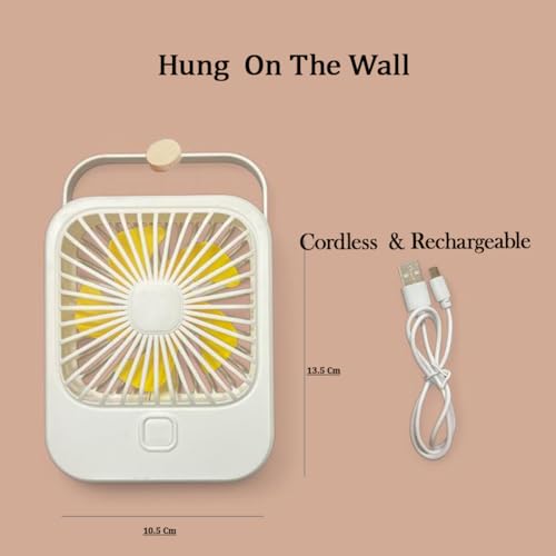 Image of Litehom Small Desk Fan, 2000mAh Rechargeable Fan Battery Powered, 180Foldable Portable Fan, 3 Speeds Adjustable USB Fan Silent Powerful for Home Office Travel Outdoor (WHITE)
