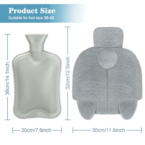 AFXXE Fußwärmer Ohne Strom, 2 in 1 Fusswärmer für Erwachsene/Kinder/Damen/Herren, 36x30cm Wärmflasche Füße für den Winter, 2L Groß Warme füße Waschbar, Super Weich und Warm fußwärmer Pads(Hellgrau) – Bild 6