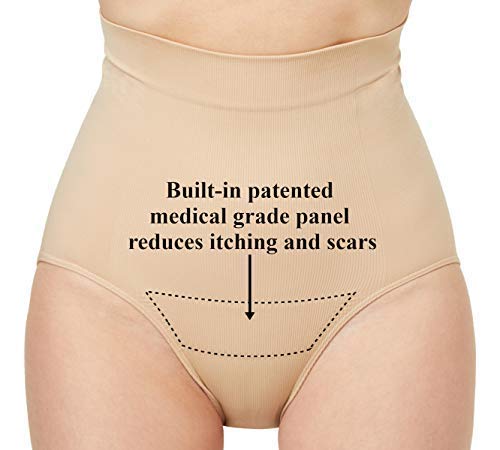 Alessandra B 2 Pack High Waist C-Section Recovery Panty with Silicone Panel for Incision Care and Scar Healing - M9988-2 Nude