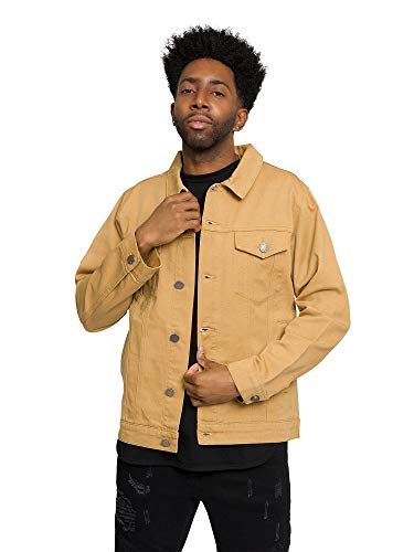 Victorious Men's Solid Color World Tour Denim Jean Jacket Dk192 - Wheat - X-Large #TOP2