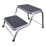 CR-MOESANCO® Peldaño Doble Caravana 150 kg Acero Galvanizado Antideslizante, Escalón Autocaravana Camper 2 Alturas 200/380 mm Estable