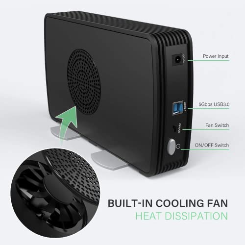 Fideco Sata Hard Drive Enclosure Case With Fan, Usb 3.0 Sata Hdd Enclosure For 2.5/3.5 Inch Sata Hdd/Ssd, External Hard Drive Case,Support Up To 16Tb #TOP5