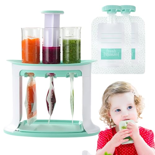 Lebensmittelzubereiter für Kinder, wiederverwendbar, Püree-Vorbereiter mit Spritzbeutel, spritzwassergeschütztes Netzteil für Eltern - Küche, Picknick, Reisen, Kindergarten