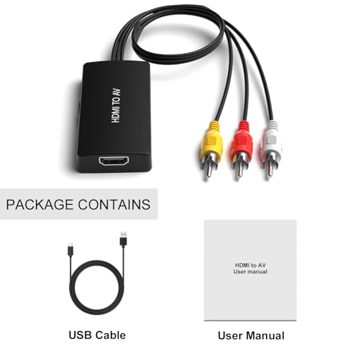 Dingsun HDMI to RCA Converter HDMI to AV Adapter HDMI to Older TV Adapter for Apple TV,Roku, Fire Stick, DVD, Blu-ray Player ect.