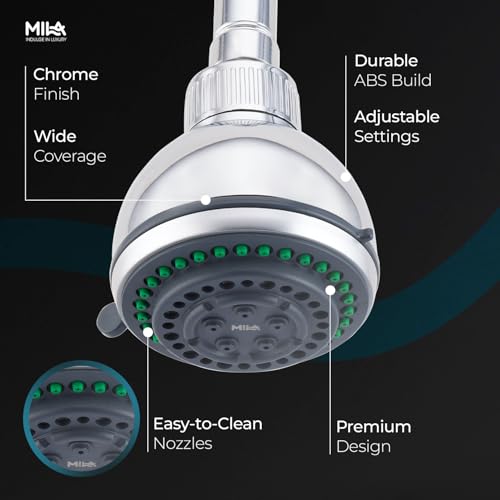Image of Mila Bijou Multi-Function Overhead Shower Head | 5-Mode Rain Massage Bubble Mist Mixed Spray | Chrome Finish Round Wall-Mount Showerhead | Durable ABS Body | Easy Install | Bathroom Fitting