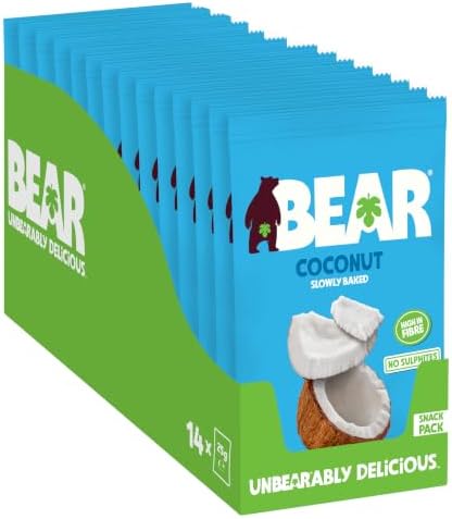 BEAR Fruit Coconut Chips Packs - Gently Baked Fruit - Healthy - Vegan - 14 x 25g